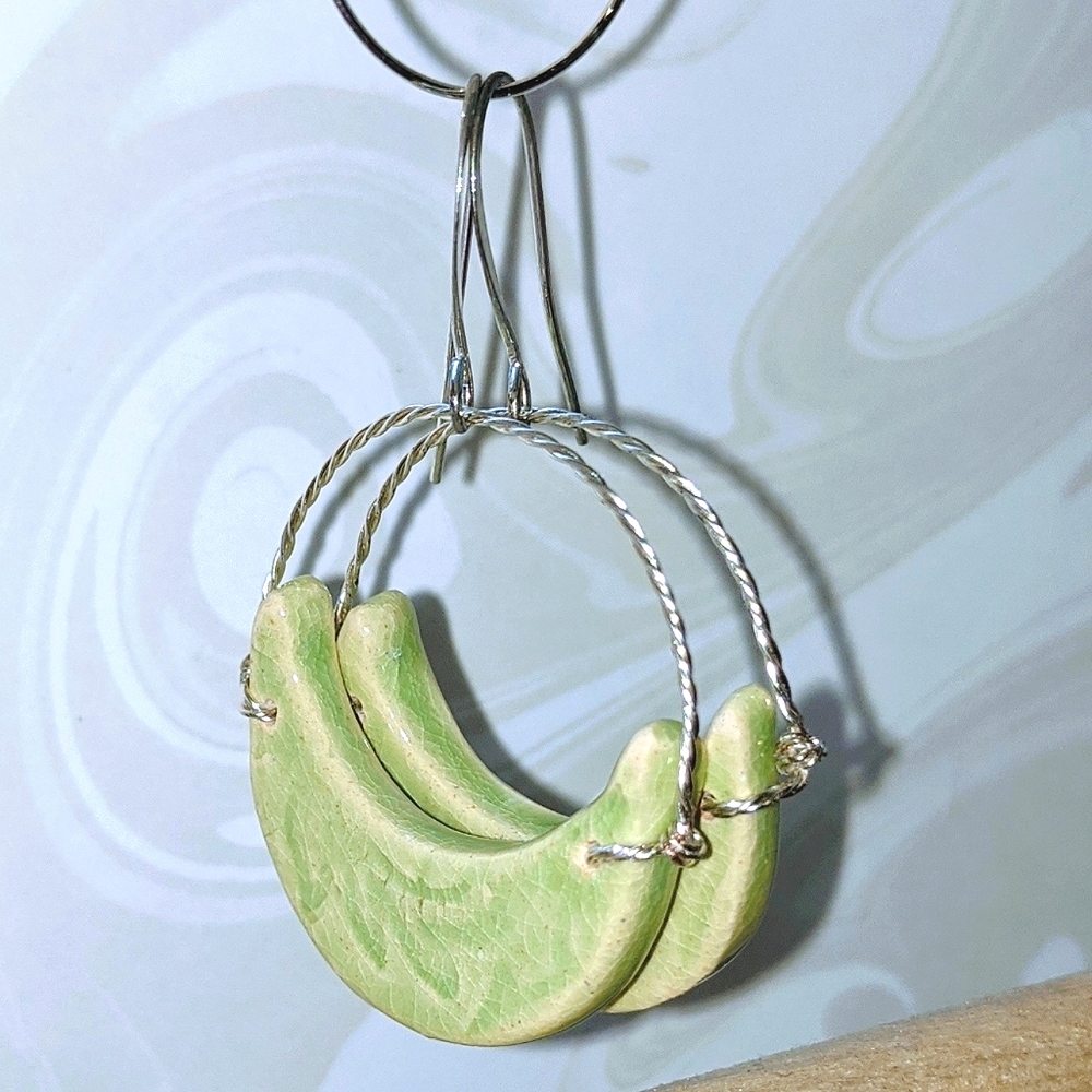 *NEW* Ceramic "Leaf" Pendant Earrings